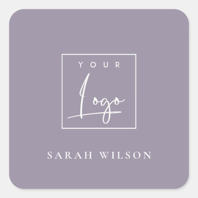 Simple Dusky Lilac Custom Promotion Business Logo Square Sticker (Front)
