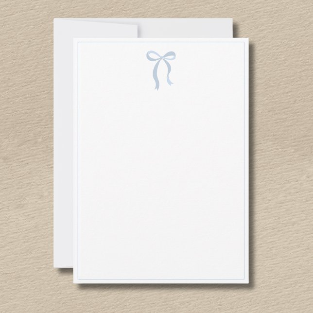 Simple Dusty Blue Bow Thin Border No text Card (Creator Uploaded)
