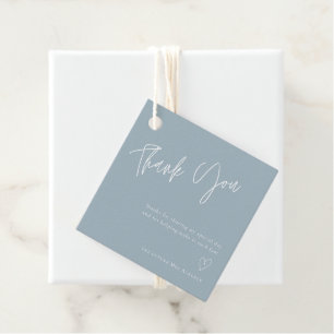 Simple Dusty Blue Bridal Shower Thank You Favour Tags