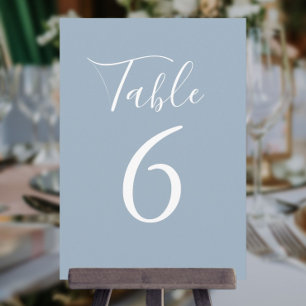 Simple Dusty Blue Chic Numéro de table de script