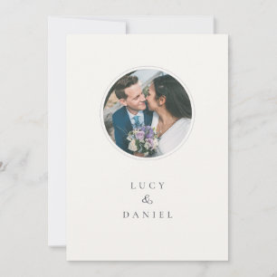 Simple Dusty Blue Circle Photo Wedding Invitation