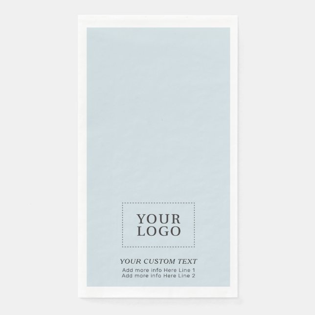 Simple Dusty Blue Custom Business Logo Promotional Napkin (Front)