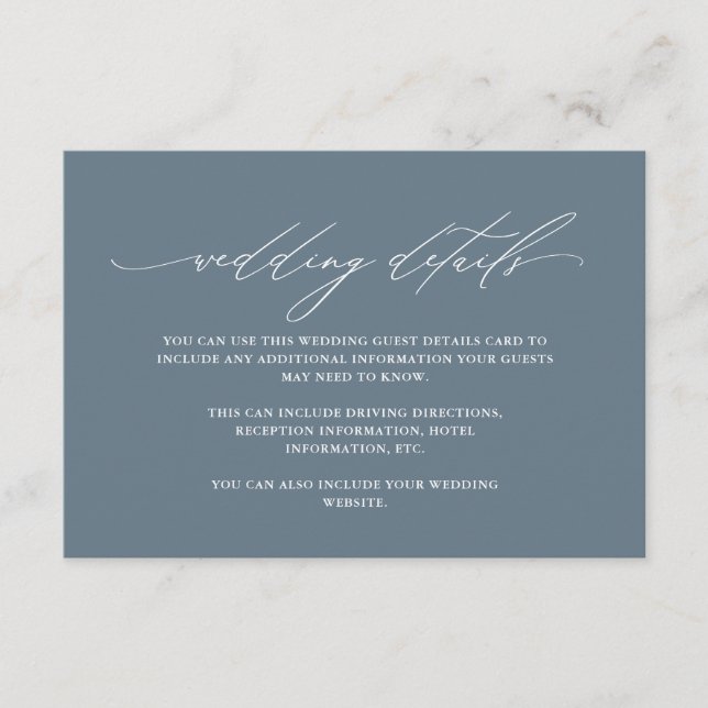 Simple Dusty Blue Details with Calligraphy Enclosure Card (Front)
