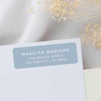 Simple Dusty Blue Elegant Adresse de retour