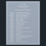 Simple Dusty Blue Elegant Wedding Timeline<br><div class="desc">Simple Wedding Timeline featuring a modern yet elegant design with your two letter monogram at the top and your details surrounded by a thin border. All text is in white over a dusty blue background and may be changed to any colours you wish by clicking the "customize" button. A chic...</div>