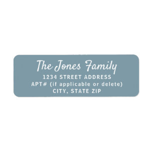 Simple Dusty Blue Family Return Address Label