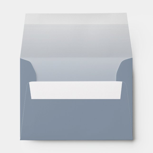 Simple Dusty Blue Gradient Wedding Envelope (Back (Bottom))