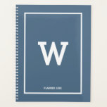 Simple Dusty Blue Initial Monogram Monthly Planner<br><div class="desc">A simple design with dusty blue background colour and your custom initial monogram positioned in the centre. A beautiful minimalist design ideal for anyone. Ideal birthday gift, party decor, home decor, office stationery, Christmas present or gift for any other special occasion. Visit our shop to view our entire collection. Customize...</div>