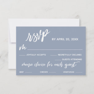 Simple Dusty Blue Menu Choice Wedding