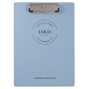 Simple Dusty blue Minimalist Custom Logo Branded Clipboard