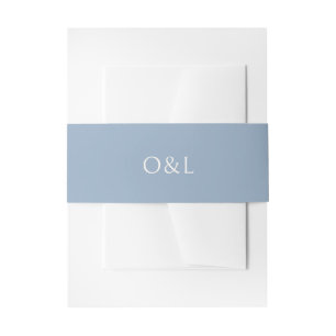 Simple Dusty Blue Modern Wedding Invitation Belly Band