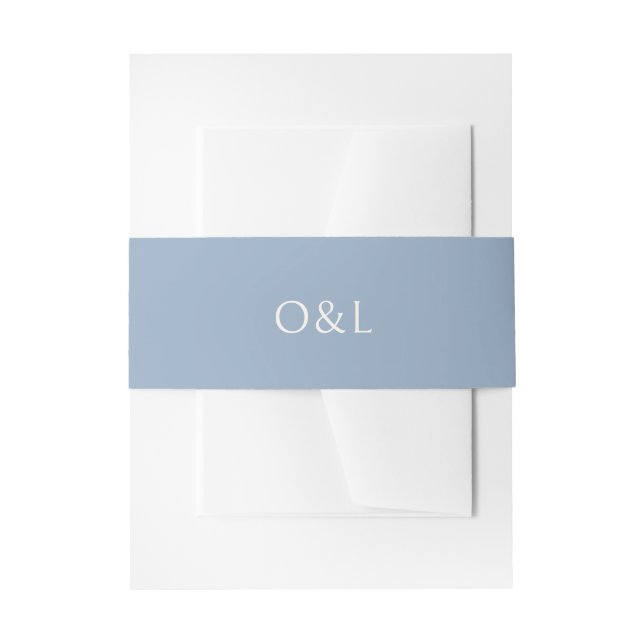 Simple Dusty Blue Modern Wedding Invitation Belly Band (Front Example)