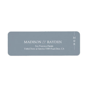 Simple Dusty Blue Monogram Adresse de retour