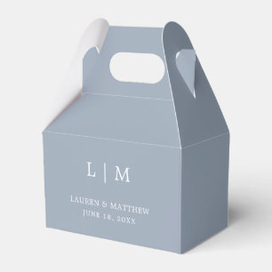 Simple Dusty Blue Monogram Elegant Wedding Favor Box