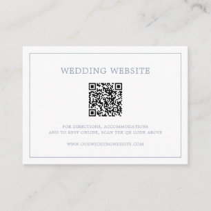 Simple Dusty Blue Monogram QR Code Elegant Wedding Enclosure Card