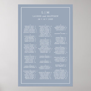 Simple Dusty Blue Monogram Wedding Seating Chart