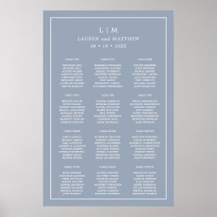 Simple Dusty Blue Monogram Wedding Seating Chart