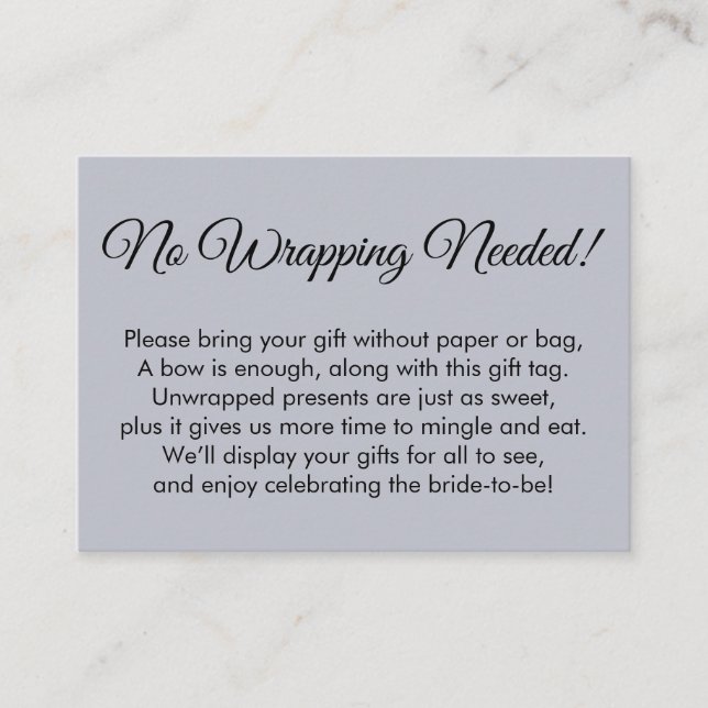 Simple Dusty Blue No Wrapping Needed Bridal Shower Enclosure Card (Front)