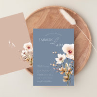 Simple Dusty Blue Pink Wildflowers Floral Wedding