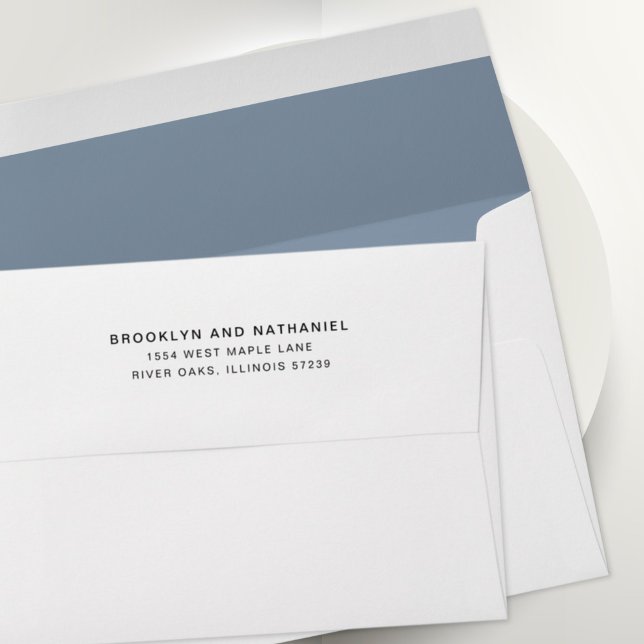 Simple Dusty Blue Return Adresse Enveloppe Lined (Créateur téléchargé)