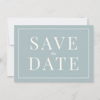 Simple Dusty Blue Save the Date Card