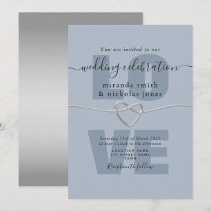 Simple Dusty Blue Script Wedding Invitation