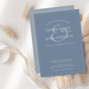 Simple Dusty Blue Script Wedding Invitation