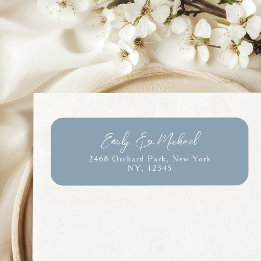 Simple Dusty Blue Script Wedding Return Address