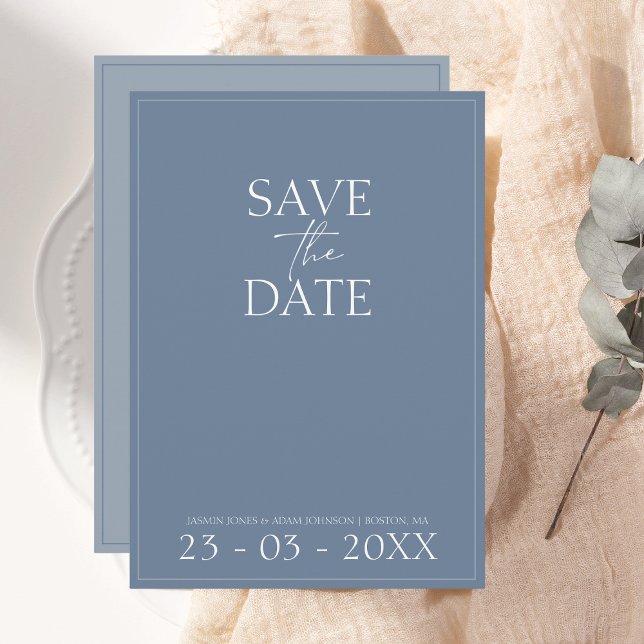 Simple Dusty Blue Script Wedding Save the Date (Creator Uploaded)