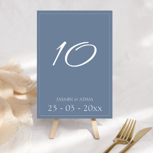 Simple Dusty Blue Script Wedding Table Number