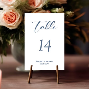 Simple Dusty Blue Text Wedding Table Number