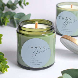 Simple Dusty Blue Thank You Bridal Shower Classic Round Sticker