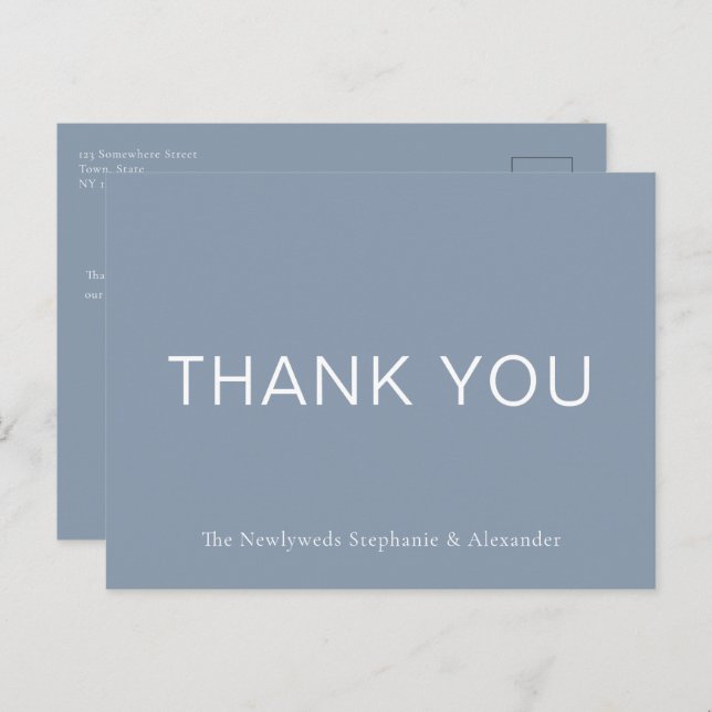 Simple Dusty Blue Thank You Postcard (Front/Back)