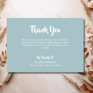 Simple Dusty Blue Traditional Funeral Sympathy Thank You Card