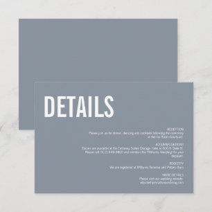 Simple Dusty Blue Typography Wedding Details Enclosure Card