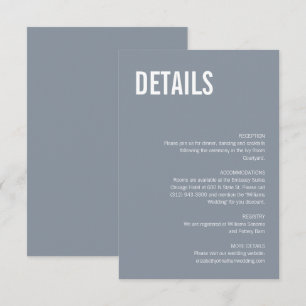 Simple Dusty Blue Typography Wedding Details Enclosure Card