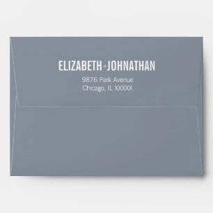 Simple Dusty Blue Typography Wedding Invitation Envelope