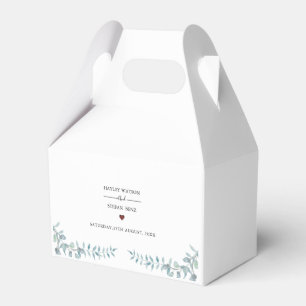 Simple Dusty Blue Watercolor Foliage Wedding Cake Favor Box