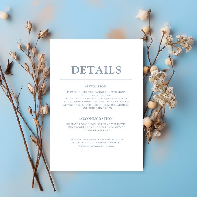 Simple Dusty Blue Wedding Enclosure Card (Creator Uploaded)