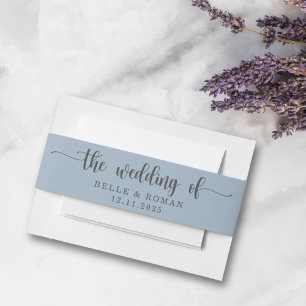Simple Dusty Blue Wedding of Invitation Belly Band