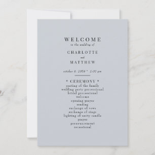 Simple Dusty Blue Wedding Programme
