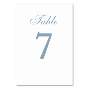 Simple Dusty Blue Wedding Table Number Card  