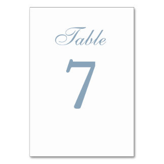 Simple Dusty Blue Wedding Table Number Card  
