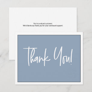 Simple Dusty Blue White Logo Social Thank You Card