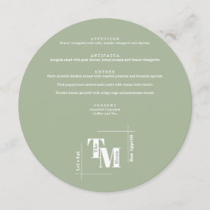 Simple Dusty Green Modern Chic Wedding Thank You Menu