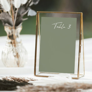 Simple Dusty Green Modern Wedding Table Number