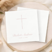Simple Dusty Pink Cross Script Baptism