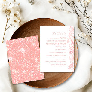 Simple Dusty Pink Floral Garden Wedding Details Enclosure Card