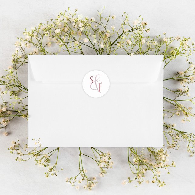 Simple Dusty Pink Monogram Wedding Envelope Seal (Creator Uploaded)
