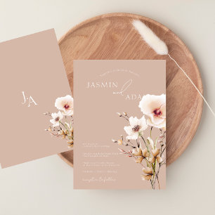 Simple Dusty Pink Wildflower Floral Wedding Invitation